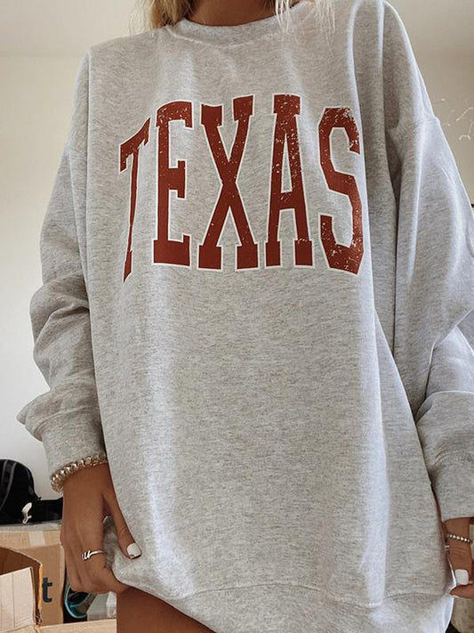 Loose Fit Large Letter Round Neck Long Sleeve Sweater