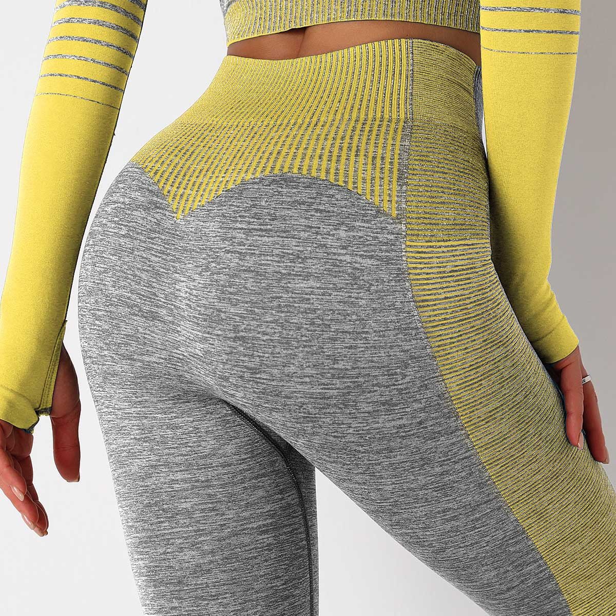 Seamless Striped Knitted Yoga Fitness Leggings
