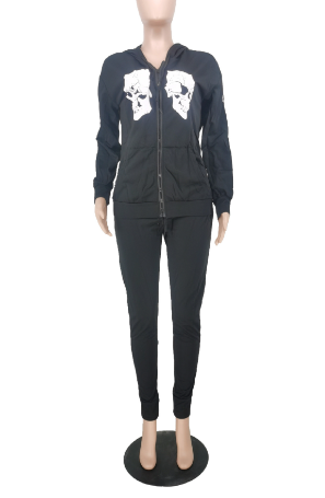 Skull Print Hooded Sweater with Unique Design