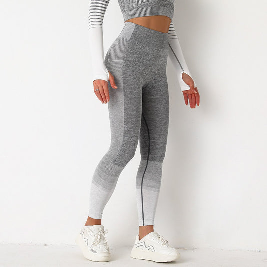 Seamless Striped Knitted Yoga Fitness Leggings