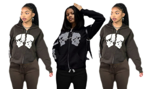 Skull Print Hooded Sweater with Unique Design