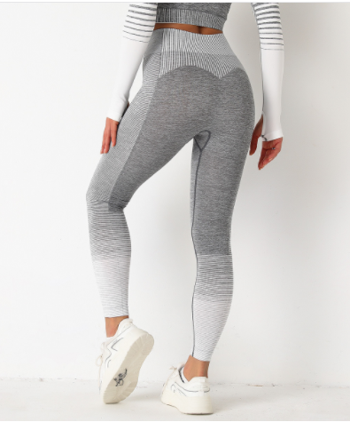 Seamless Striped Knitted Yoga Fitness Leggings